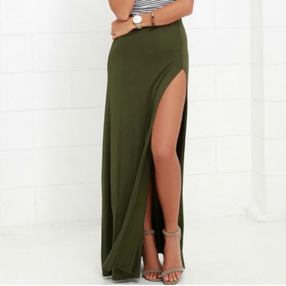 ASOS green maxi skirt